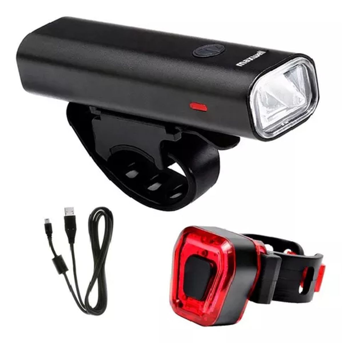 GENERICO - Set luces bicicleta delantera-rasera USB Maxwell impermeable negro