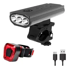 GENERICO - Luz para bicicleta set delantera y trasera USB impermeable aluminio