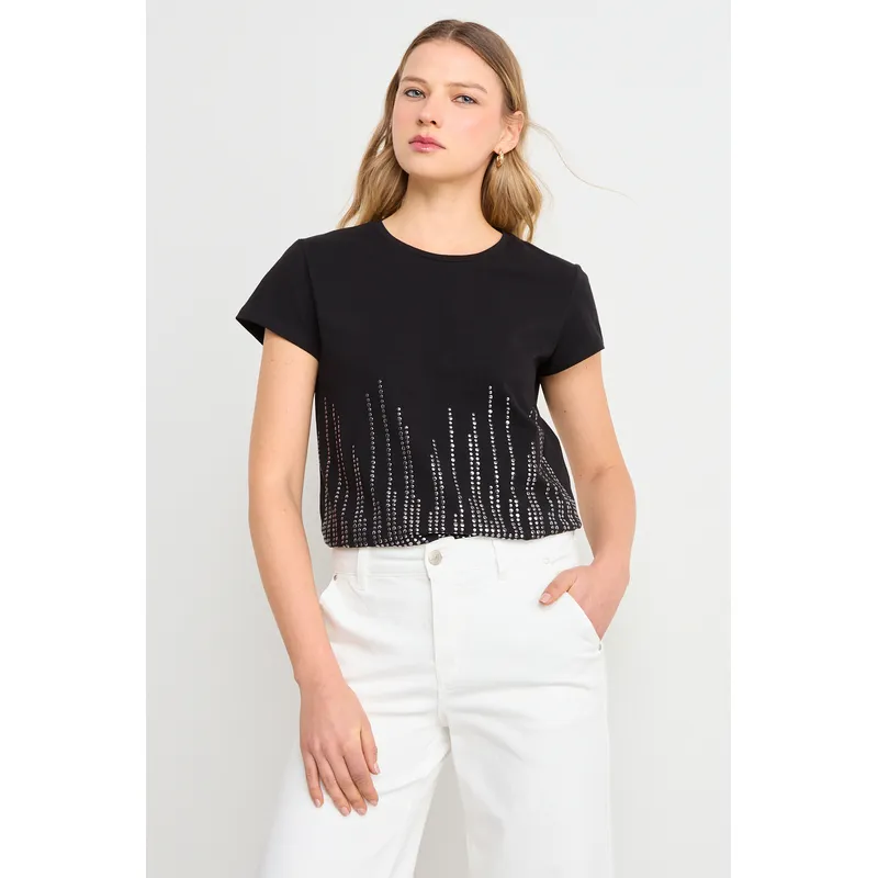 ASH - Polera Manga Corta Mujer Negro Ash