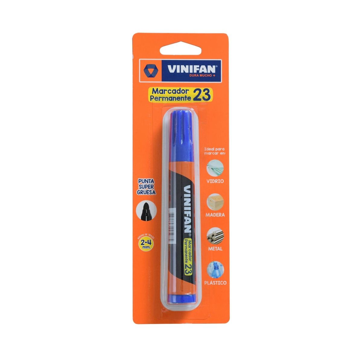 GENERICO - Plumón Permanente Blister Vinifan - 1 ud - Azul - Tamano Unico