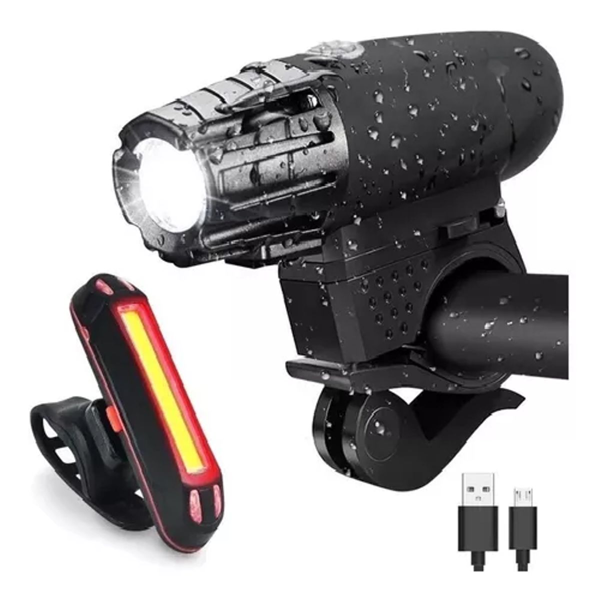GENERICO - Set de luces recargables delantera y trasera para bicicleta
