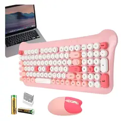 GENERICO - Kit Teclado Inalámbrico y Mouse Rosa