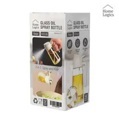 HOME LOGICS - Aceitera 2 en 1 Pulverizador y Dispensador 470ml Beige