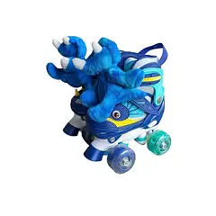 GENERICO - PATINES 4 RUEDAS DINOPATIN CON PELUCHE AZUL TALLA XS 27-30
