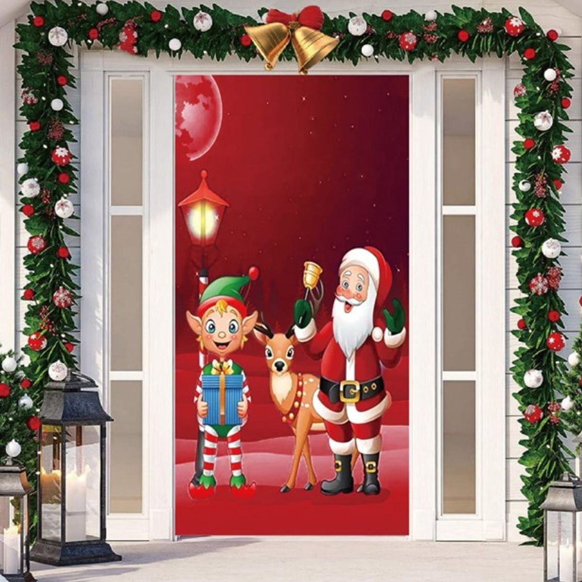 GENERICO - FUNDA PARA PUERTA CON DISEÑOS NAVIDEÑOS RENO SANTA 90X210CM MP