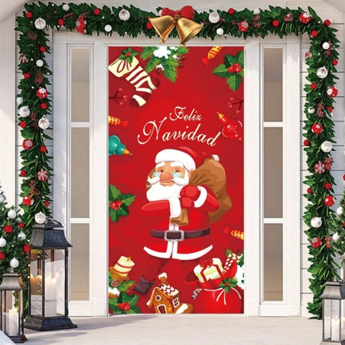 GENERICO - FUNDA PARA PUERTA CON DISEÑOS NAVIDEÑOS SANTA CLAUS 90X210CM MP