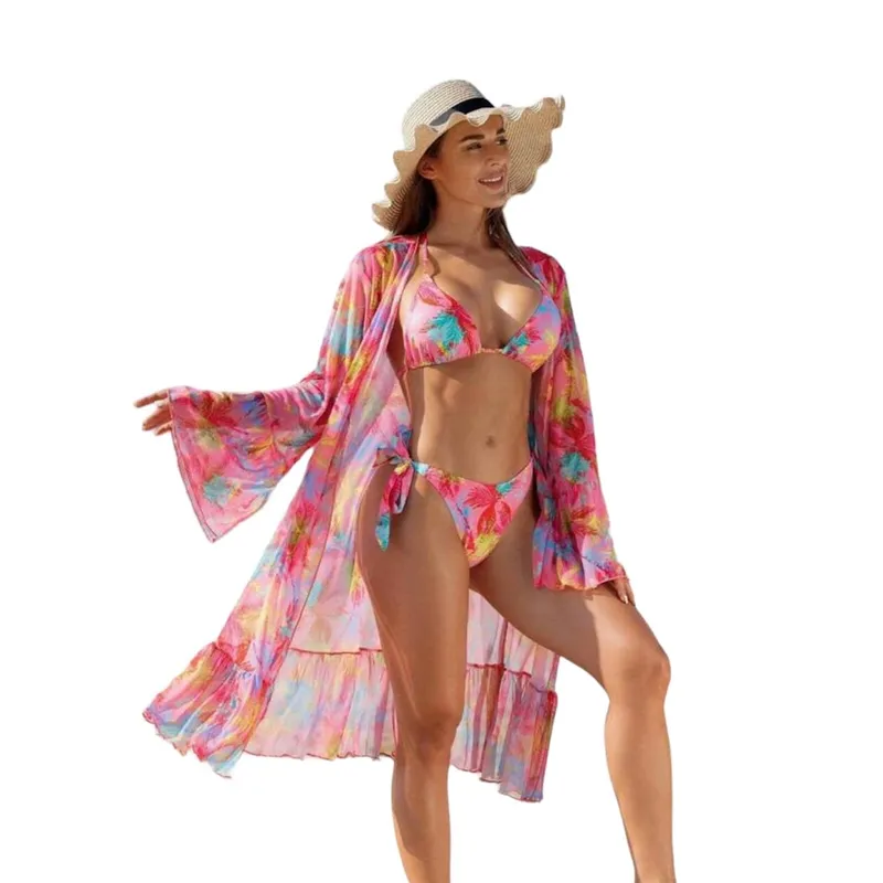 SOL AMADO - Traje de Baño Mujer Conjunto de Bikini y Kimono
