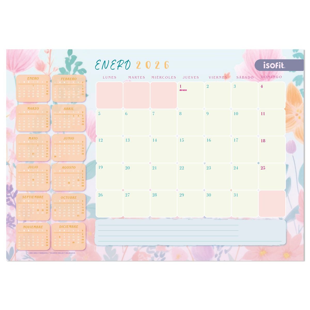 ASCOTT - Planner Calendario Agenda Mensual Escritorio Mujer Isofit