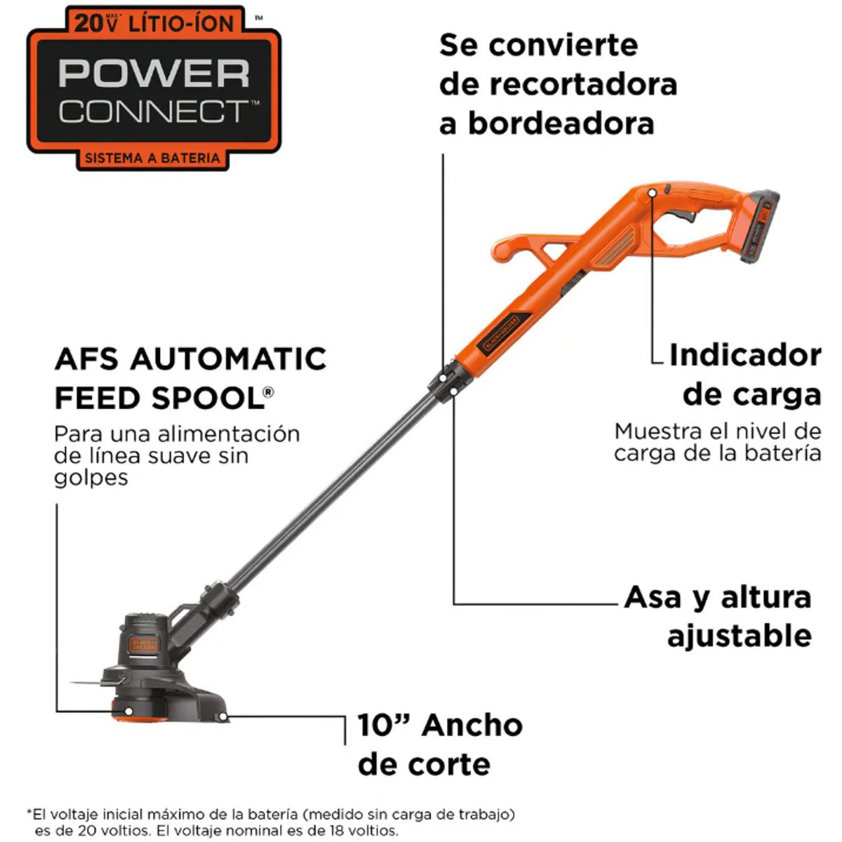 BLACK+DECKER - Orilladora Inalámbrica 20v Lst201-b2c Black+Decker