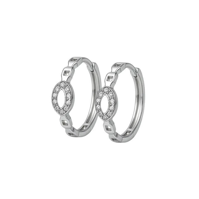 JB JOYAS BARON - Aros de Plata Esterlina 925 Argollas Cadena con Circonita