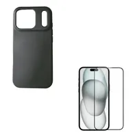 Carcasa Goma Lamina Vidrio Para iPhone 17 Pro Max Negro