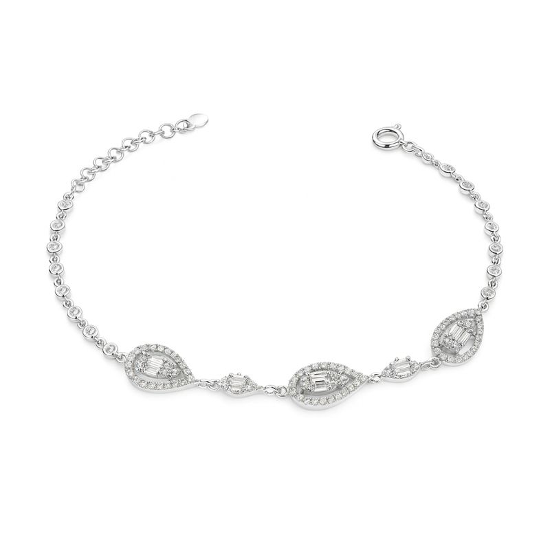 JB JOYAS BARON - Pulsera de Plata Esterlina 925 Gota de Luz con Circonita