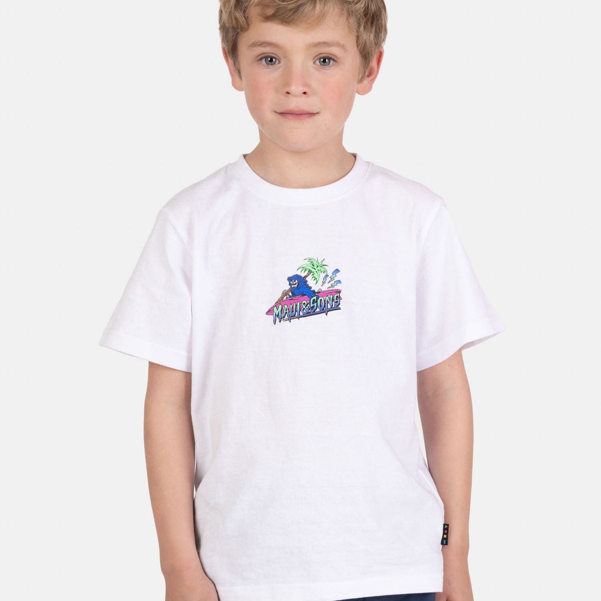 MAUI AND SONS - Polera MC OlaFit Blanco Infantil Maui And Sons