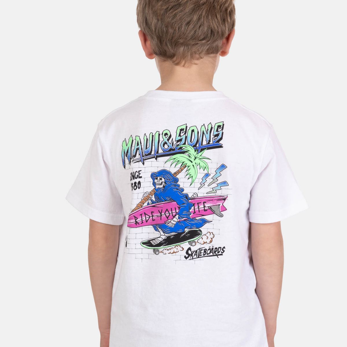 MAUI AND SONS - Polera MC OlaFit Blanco Infantil Maui And Sons