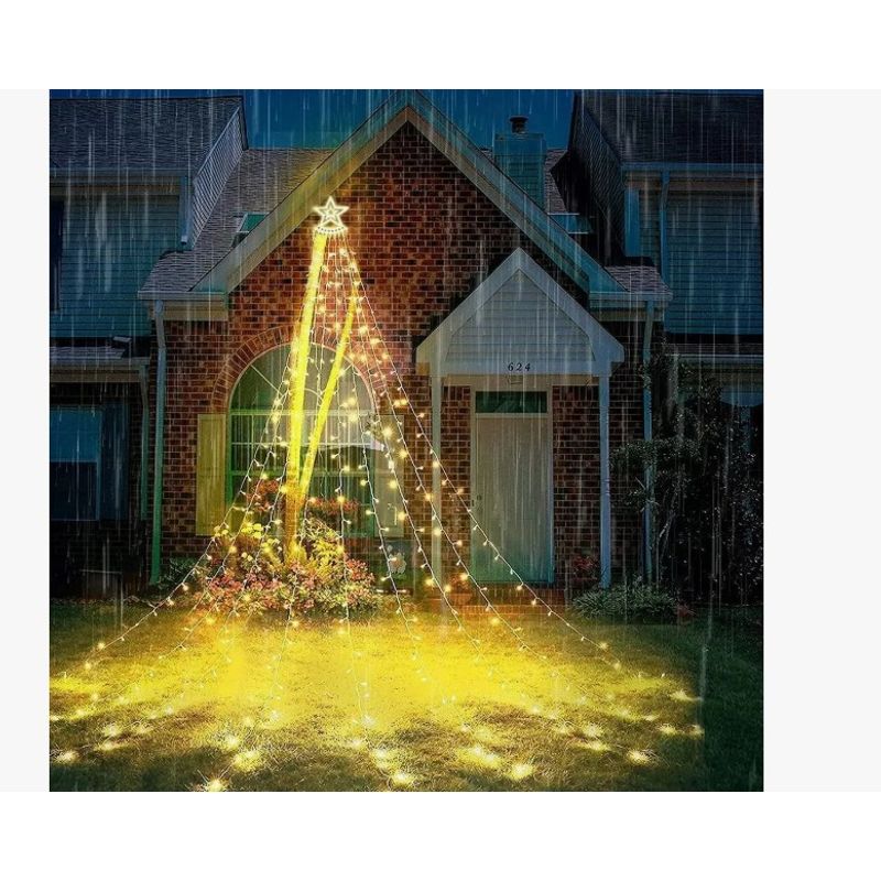 GENERICO - Arbol LED Solar Navideña con Estrella - 3.5 Metros de Ancho y Luz Cálida