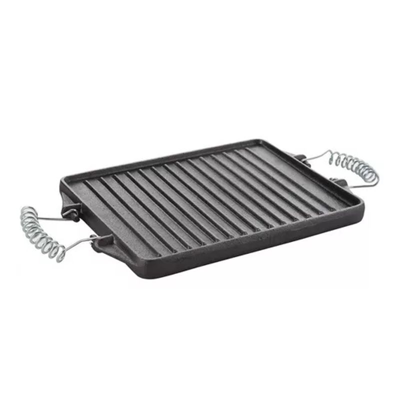 GENERICO - Plancha churrasquera reversible de 27x21 cm hierro fundido