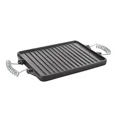 GENERICO - Plancha churrasquera reversible de 27x21 cm hierro fundido