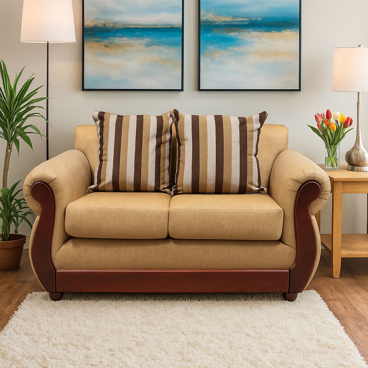 DKORA - Sofa 2 cuerpos Brigitte Beige