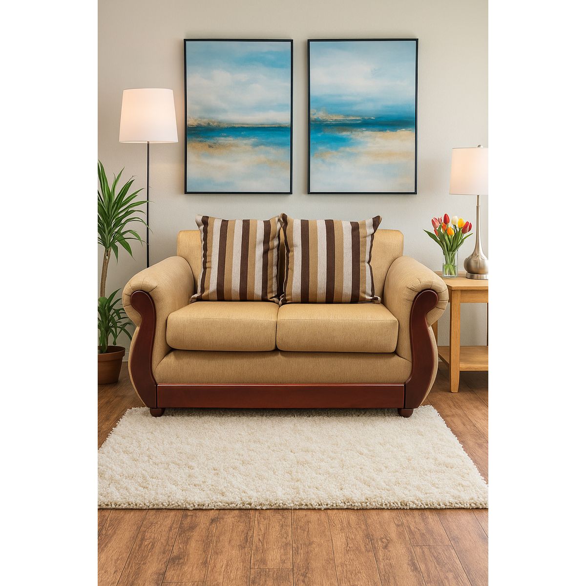DKORA - Sofa 2 cuerpos Brigitte Beige
