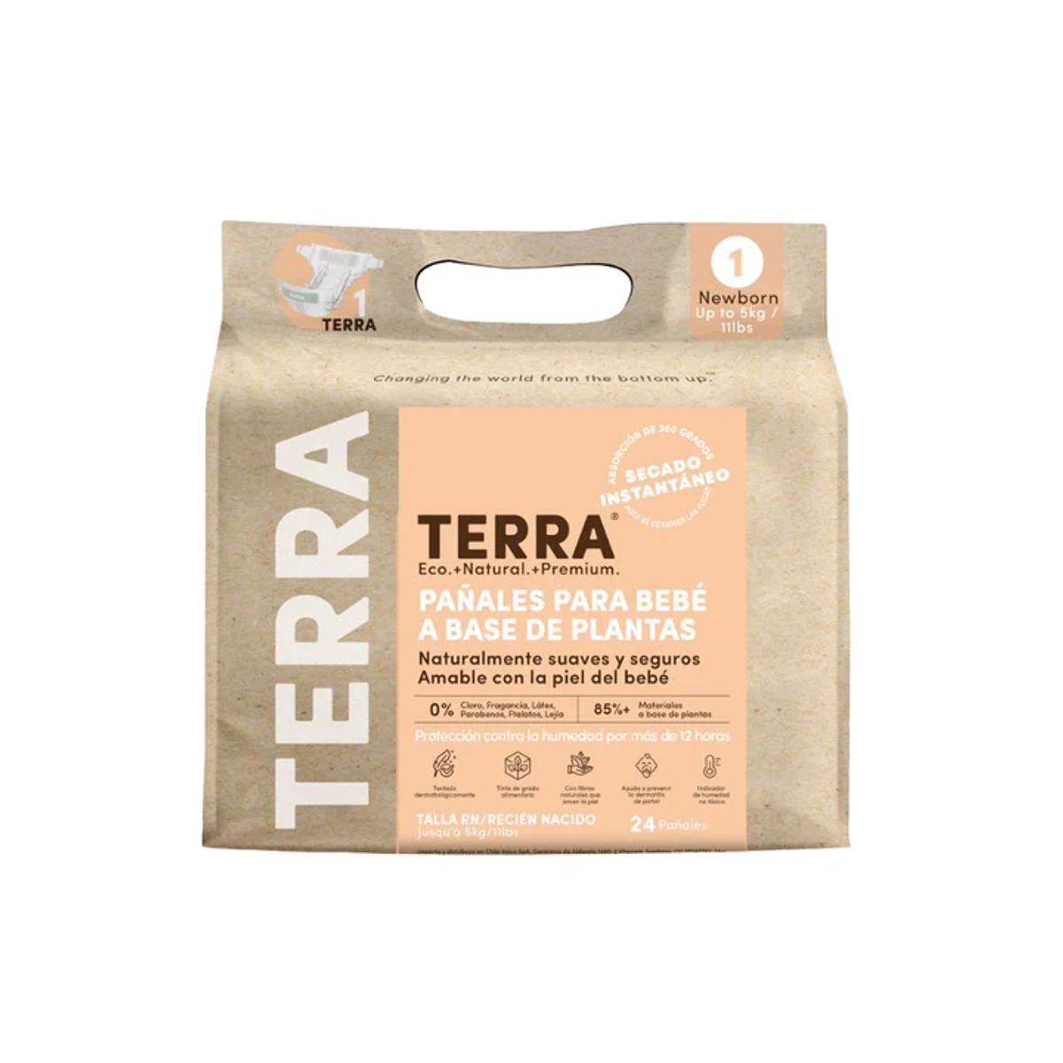 TERRA - Pañales Terra Biodegradables Talla RN 24 uns