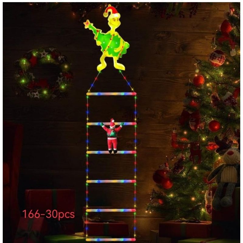 GENERICO - Escalera de Luces LED Navideña - Diseño Grinch Robando la Navidad