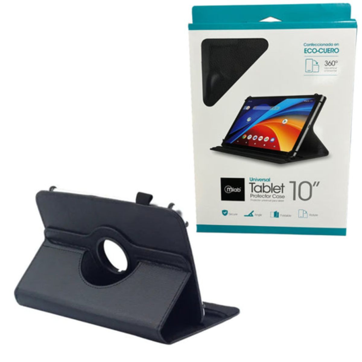 MLAB - Funda para Tablet 10 Rotatoria Eco-Cuero Color Gris