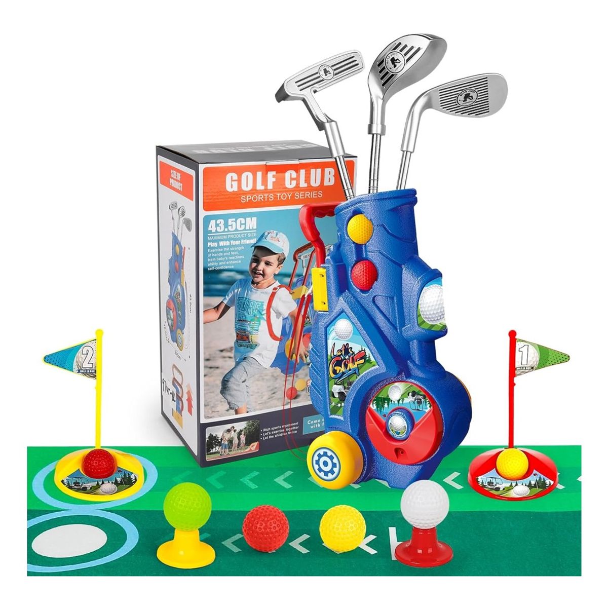 GENERICO - Juego Set De Golf Para Niños Palos Carrito Y Pelotas