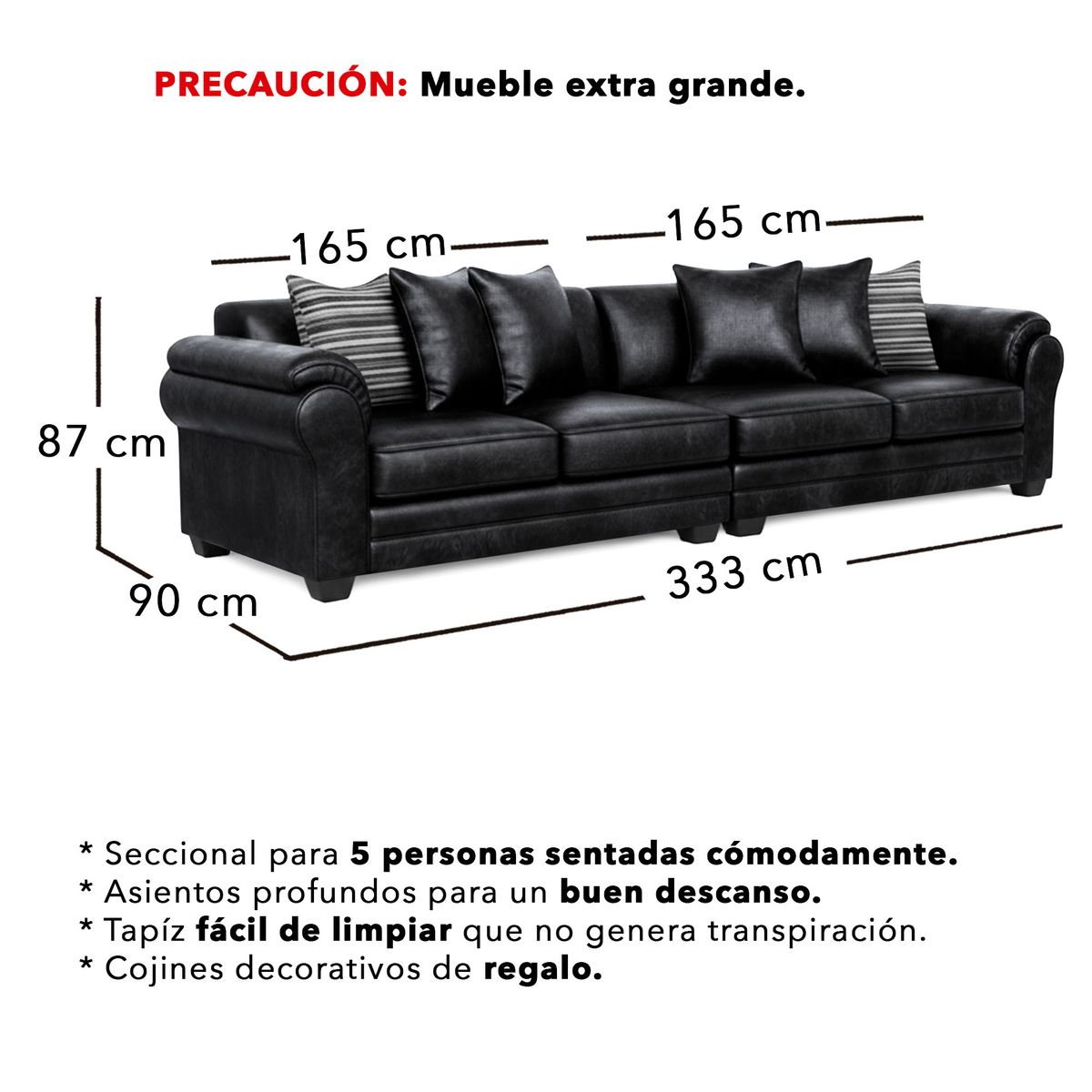AMERICA DECORA - Sofá Seccional 5 Cuerpos XL Con Resorte Estructural Grandón Envejecido