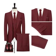 XPRESS RECHARGE - Traje Hombre Slim Fit 3 Piezas Azul Marino o Burdeo Formal Elegante