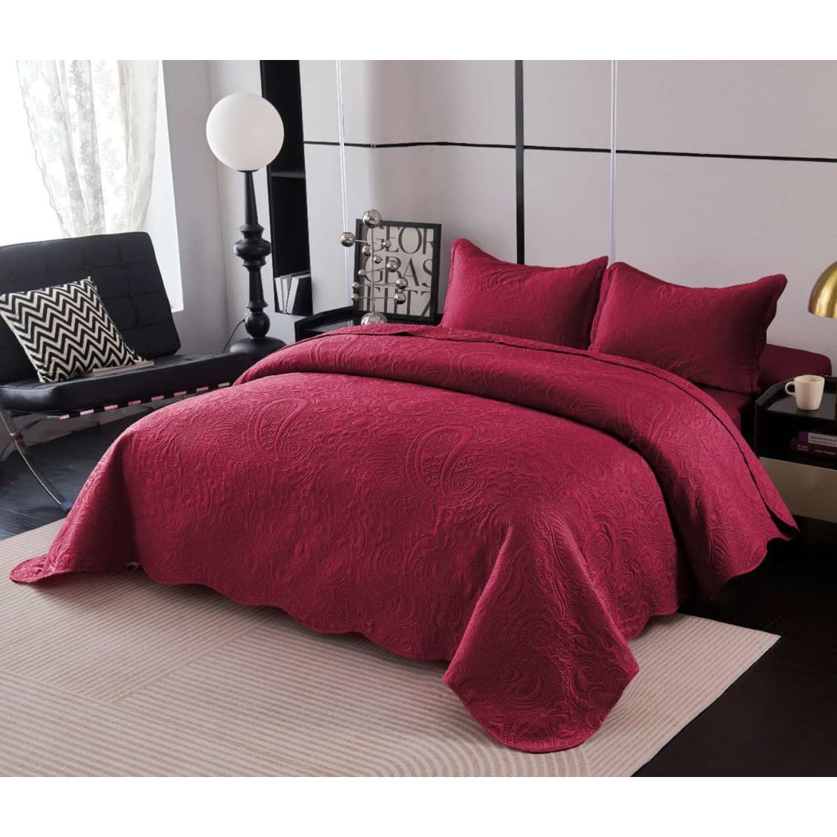 GENERICO - Quilt de Verano King Color Burdeos Meipulis04