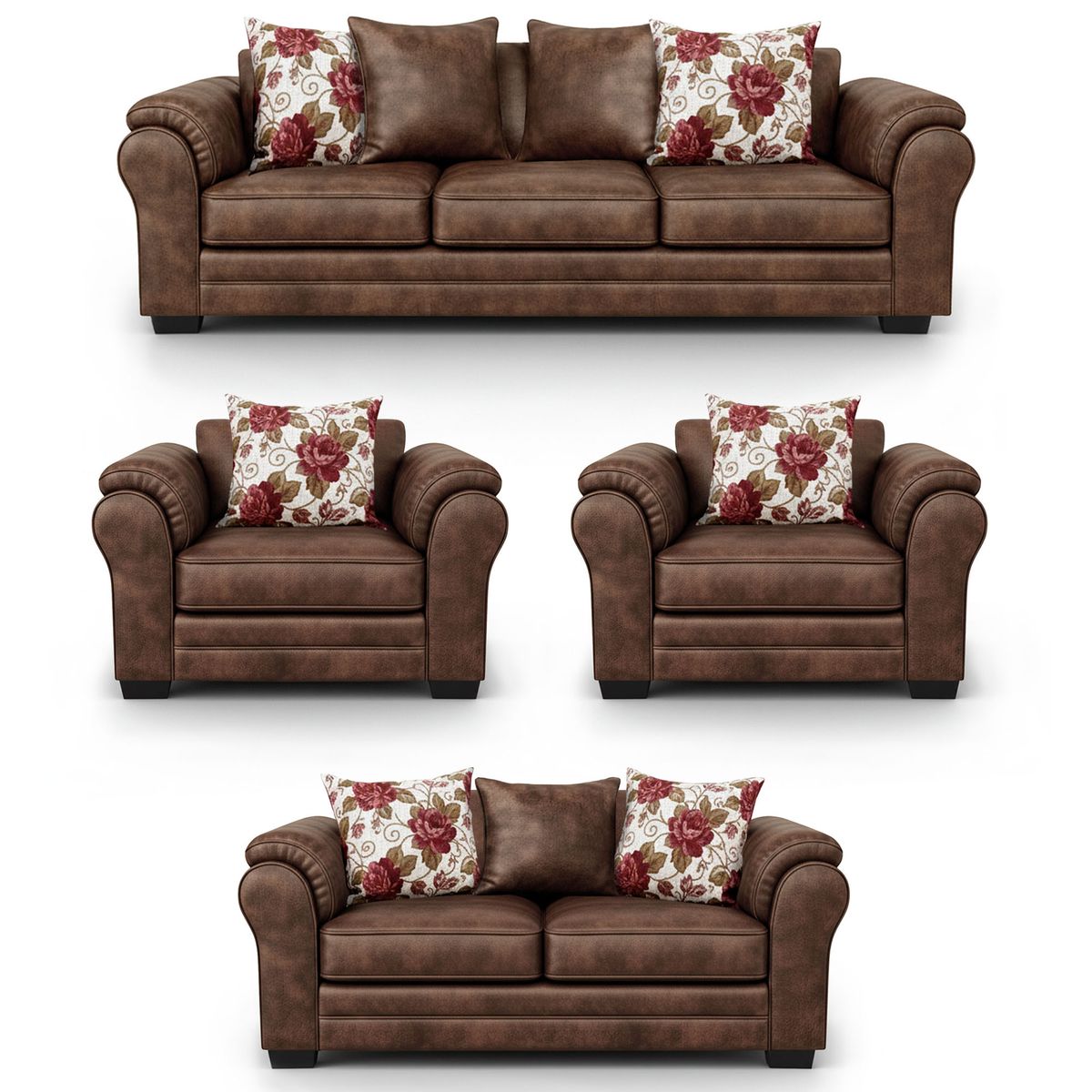 AMERICA DECORA - Living 9 Cuerpos 4+3+1+1 XL Con Resorte Estructural Grandón Envejecido