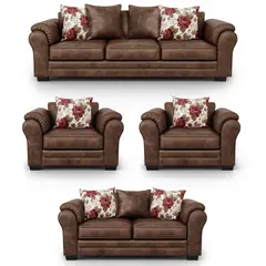 AMERICA DECORA - Living 9 Cuerpos 4+3+1+1 XL Con Resorte Estructural Grandón Envejecido
