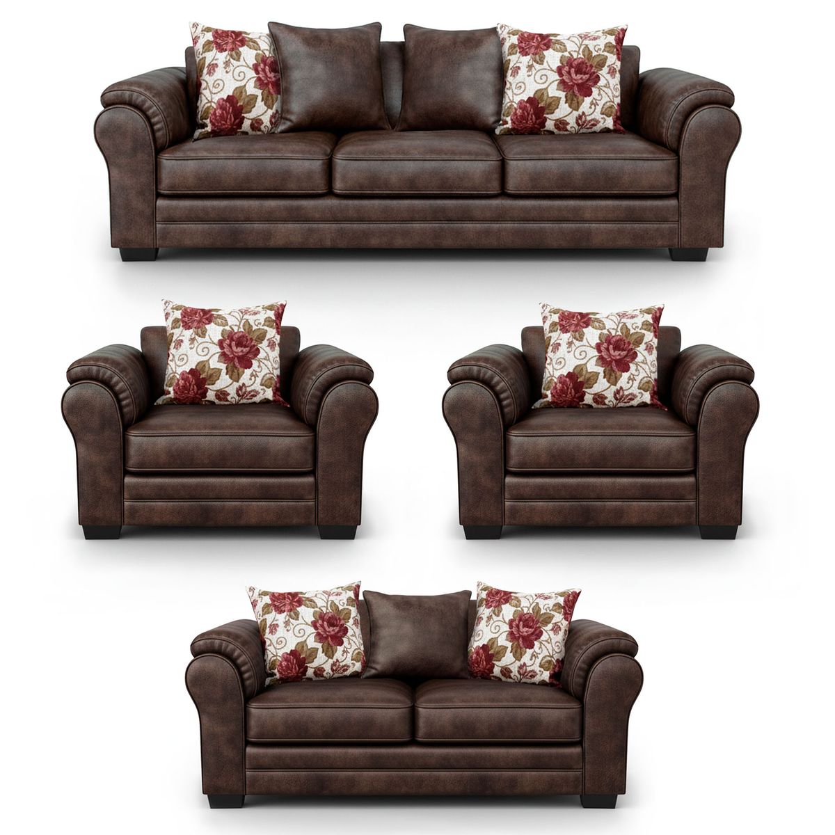 AMERICA DECORA - Living 9 Cuerpos 4+3+1+1 XL Con Resorte Estructural Grandón Envejecido