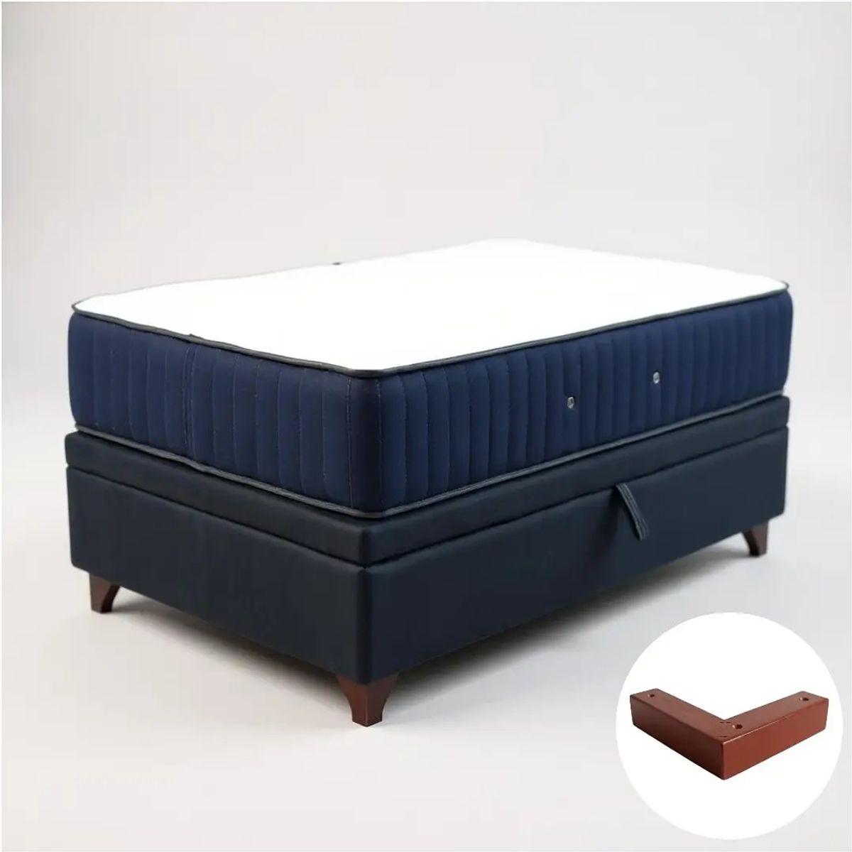 BLOCCARE - Cama Baul 1.5 Plaza L190+Colchon CIC SUPERPREMIUM/Patas Madera 4.5CM Negro