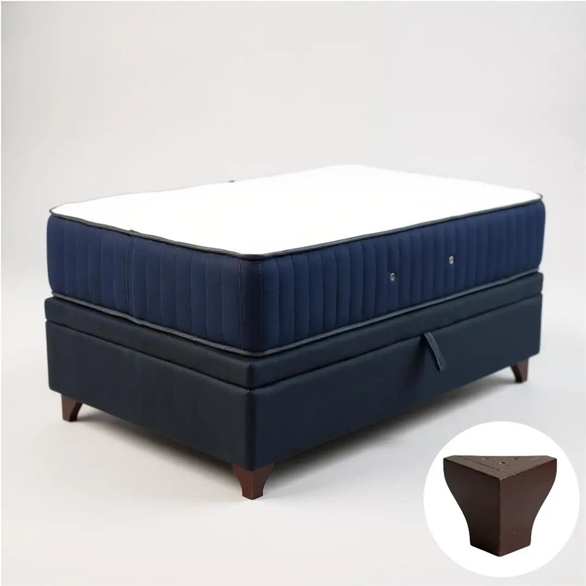 BLOCCARE - Cama Baul 1.5 Plaza L190+Colchon CIC SUPERPREMIUM/Patas Madera 11CM Negro
