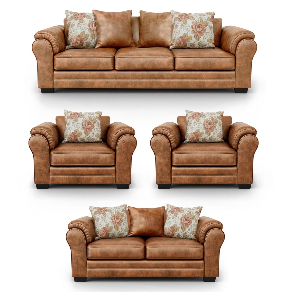 AMERICA DECORA - Living 9 Cuerpos 4+3+1+1 XL Con Resorte Estructural Grandón Envejecido