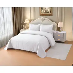 GENERICO - Quilt de Verano con Pompon King Color Blanco Meipulis 01