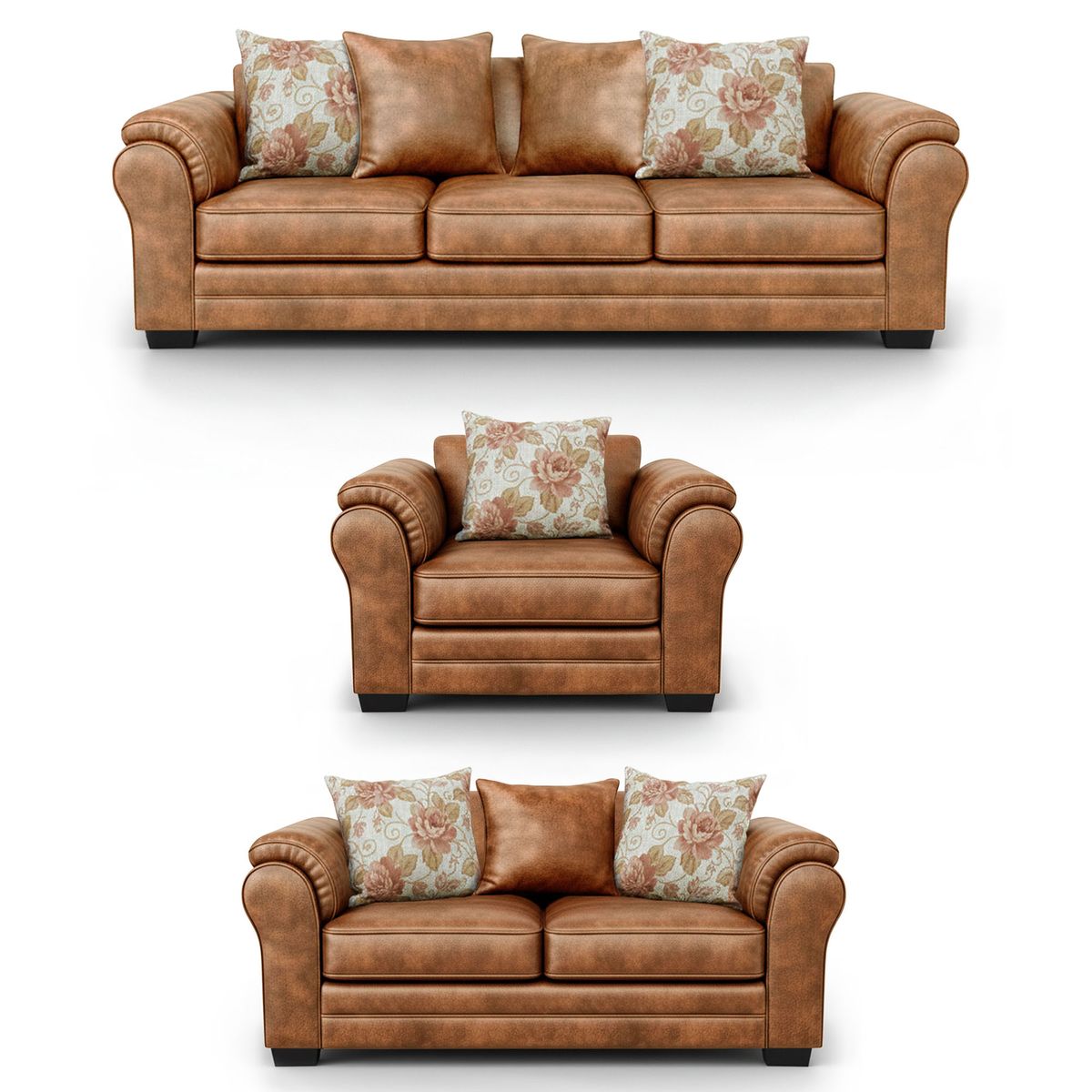 AMERICA DECORA - Living 8 Cuerpos 4+3+1 XL Con Resorte Estructural Grandón Envejecido