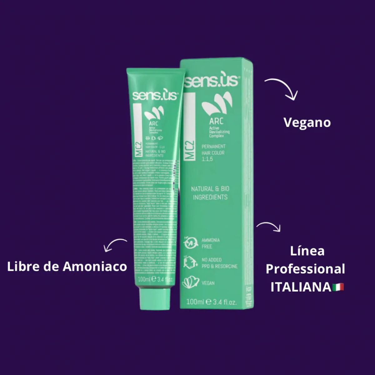 SENSUS - Tinte Profesional Sensus Sin Amoníaco-vegana 8.44 Rubio Claro Cobre Intenso(oxidante incluido)