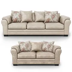 AMERICA DECORA - Living 7 Cuerpos 4+3 XL Con Resorte Estructural Grandón Envejecido