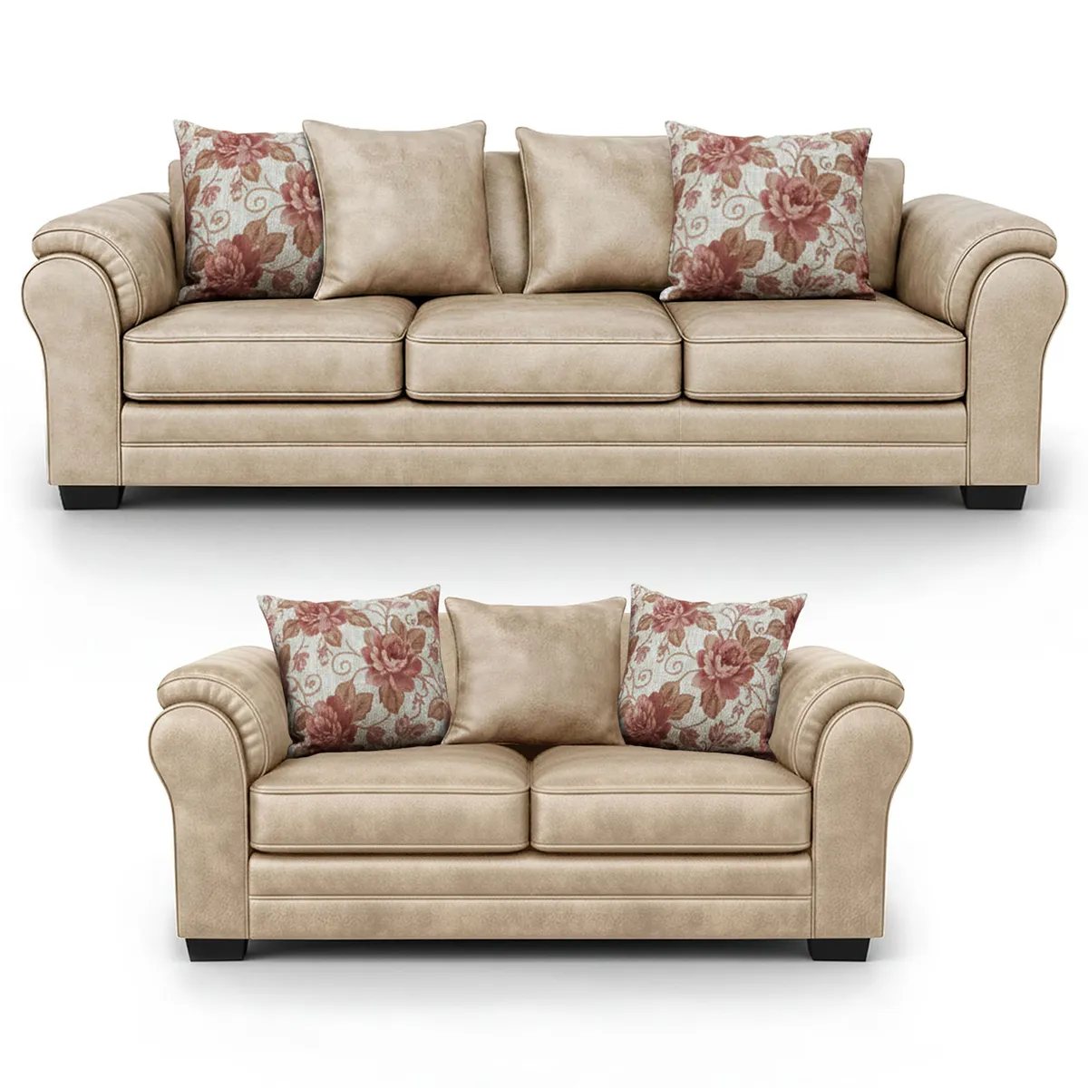 AMERICA DECORA - Living 7 Cuerpos 4+3 XL Con Resorte Estructural Grandón Envejecido