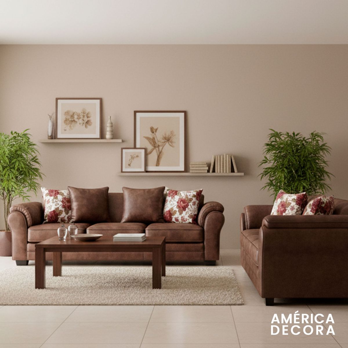 AMERICA DECORA - Living 7 Cuerpos 4+3 XL Con Resorte Estructural Grandón Envejecido