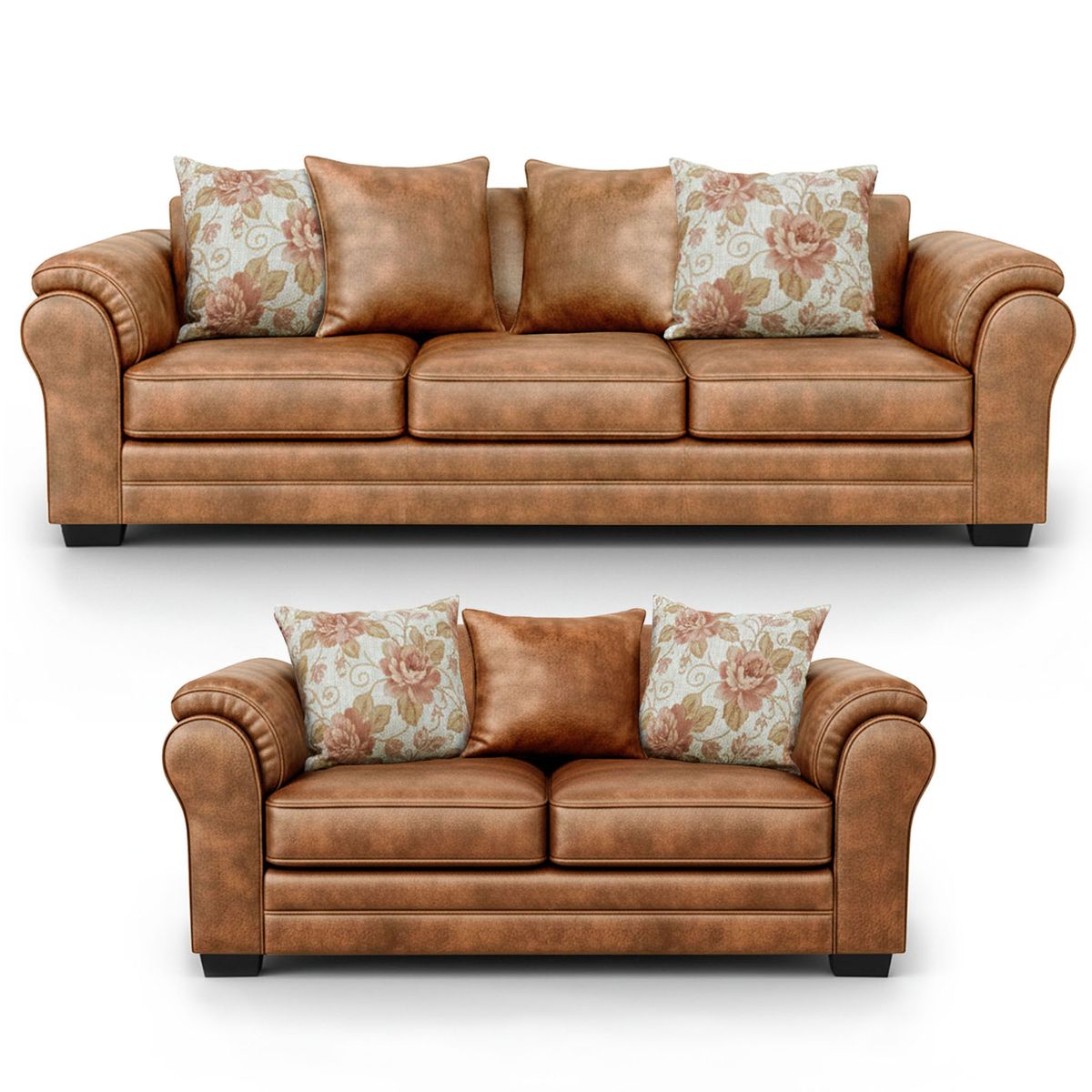 AMERICA DECORA - Living 7 Cuerpos 4+3 XL Con Resorte Estructural Grandón Envejecido