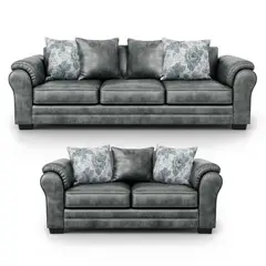 AMERICA DECORA - Living 7 Cuerpos 4+3 XL Con Resorte Estructural Grandón Envejecido