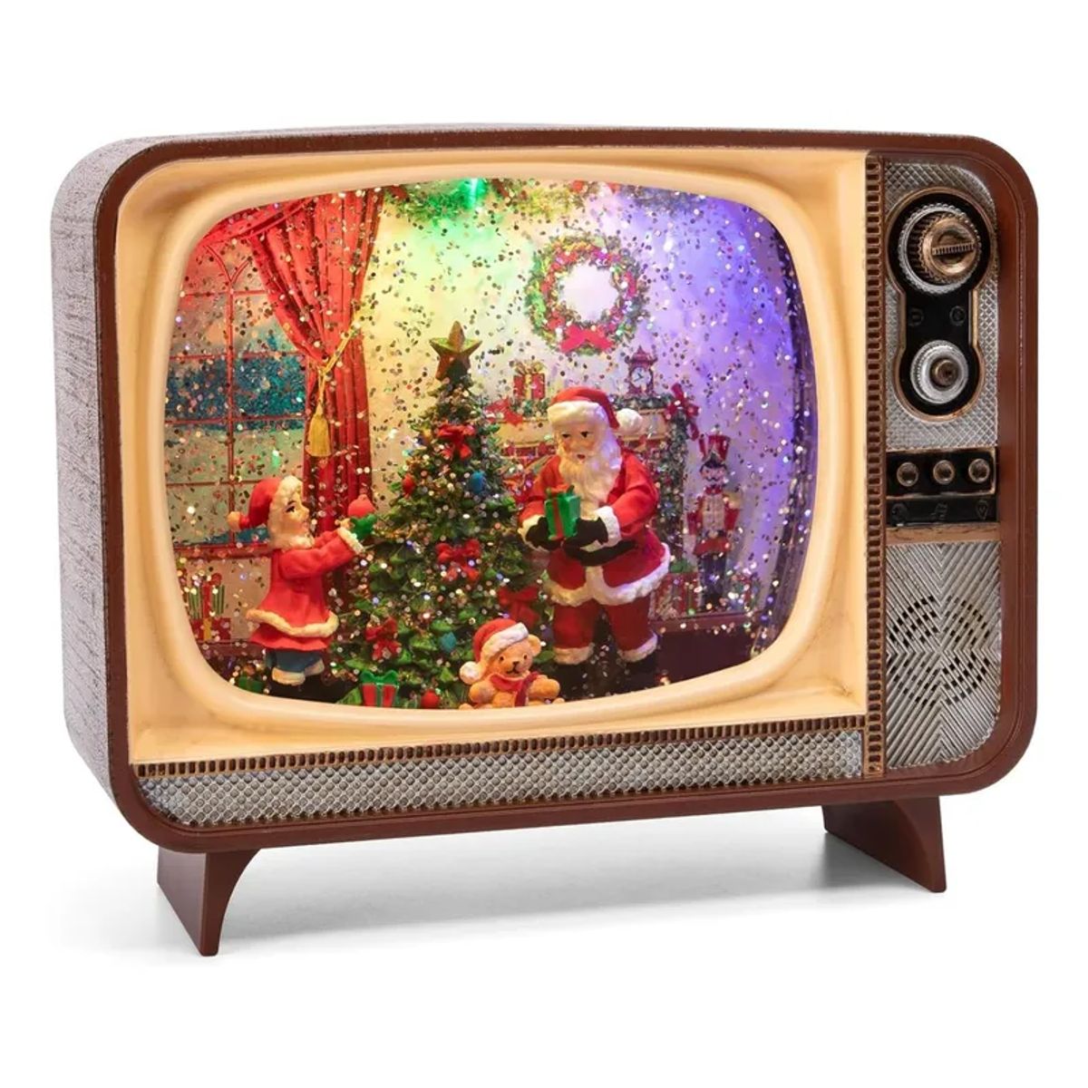 MOVI - Caja Musical Navidad LED Vintage con Nieve y Villancicos