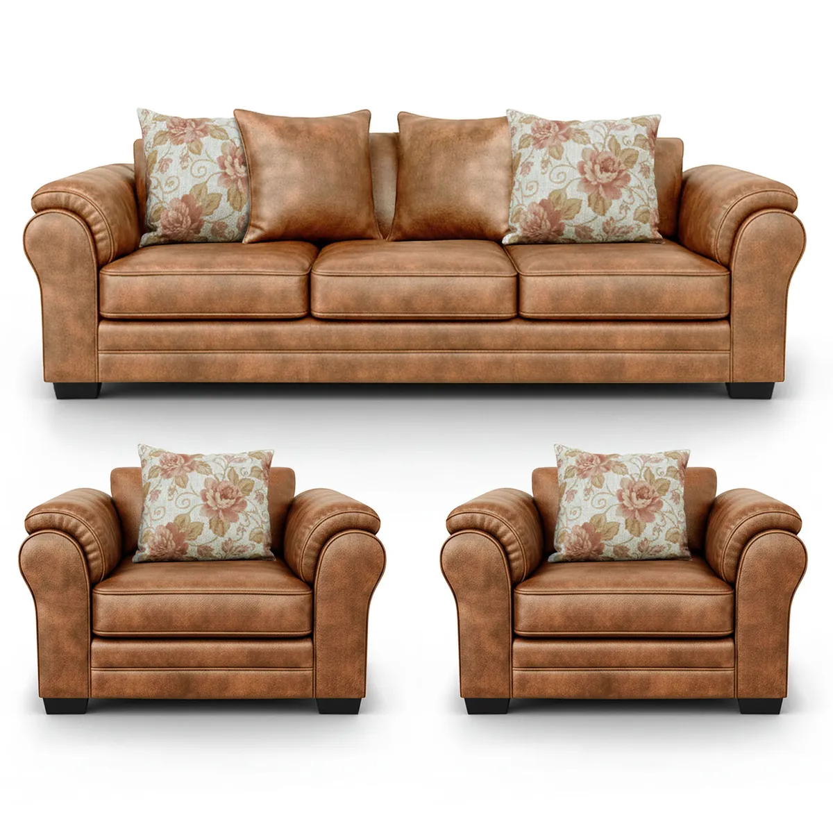 AMERICA DECORA - Living 6 Cuerpos 4+1+1 XL Con Resorte Estructural Grandón Envejecido