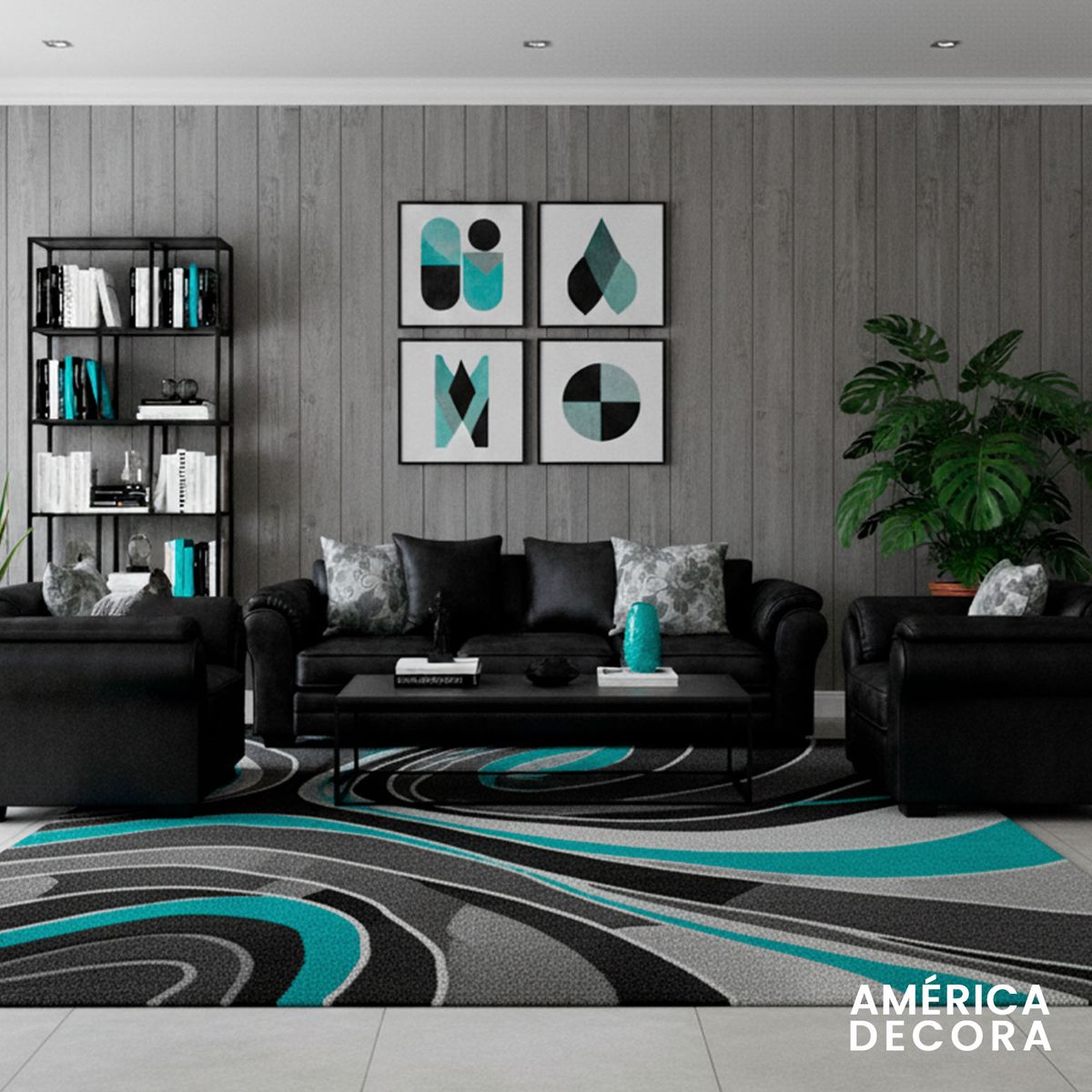 AMERICA DECORA - Living 6 Cuerpos 4+1+1 XL Con Resorte Estructural Grandón Envejecido