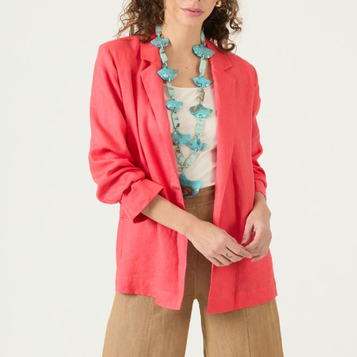 PRIVILEGE - Blazer de lino coral PRIVILEGE 3135