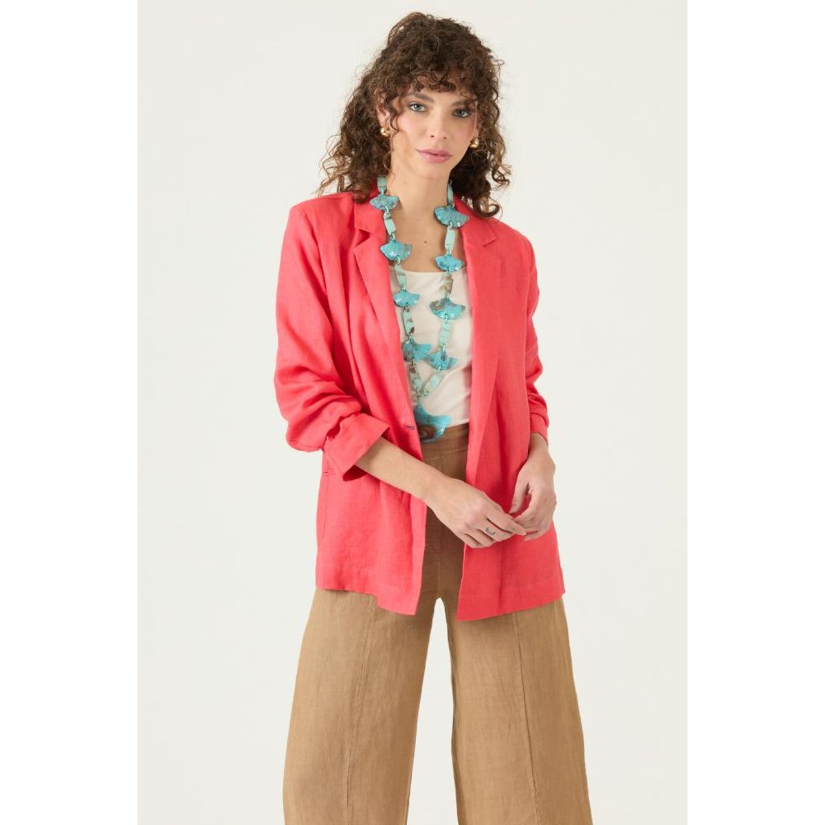 PRIVILEGE - Blazer de lino coral PRIVILEGE 3135