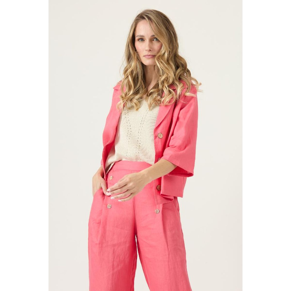 PRIVILEGE - Blazer de lino rosa PRIVILEGE 3138